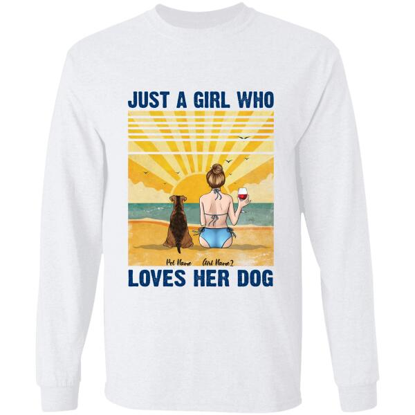Just A Girl Who Loves Dogs/Cats bikini on beach girl, dog, cat personalized T-Shirt TS-HR108