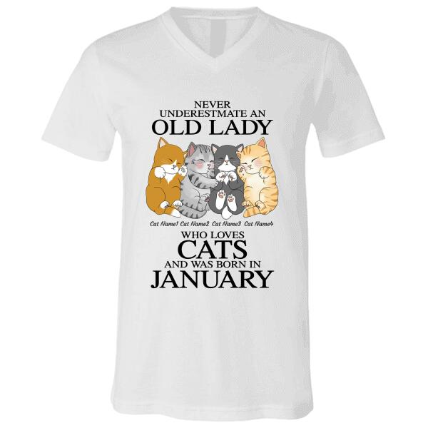 Never Underestimate A Cat Lady Who Was Born In birth month, cat personalized T-Shirt TS-HR97