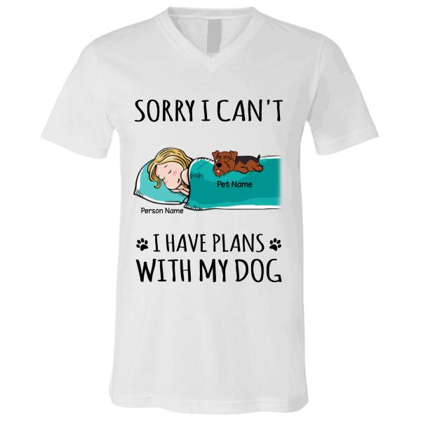 Sorry I can't I have plans with my dogs/cats - girl, dogs and cats personalized T-Shirt TS-GH155