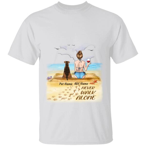 Never walk alone - girl, dog and cat personalized T-Shirt TS-GH157
