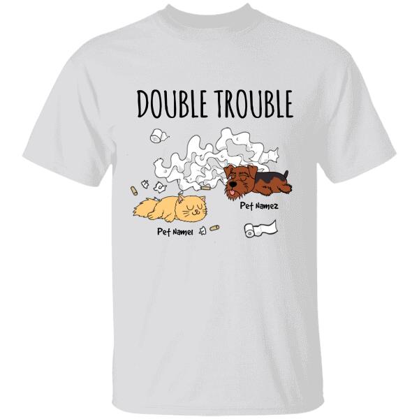 Double Trouble Funny Lazy Dogs/Cats personalized T-Shirt TS-HR118