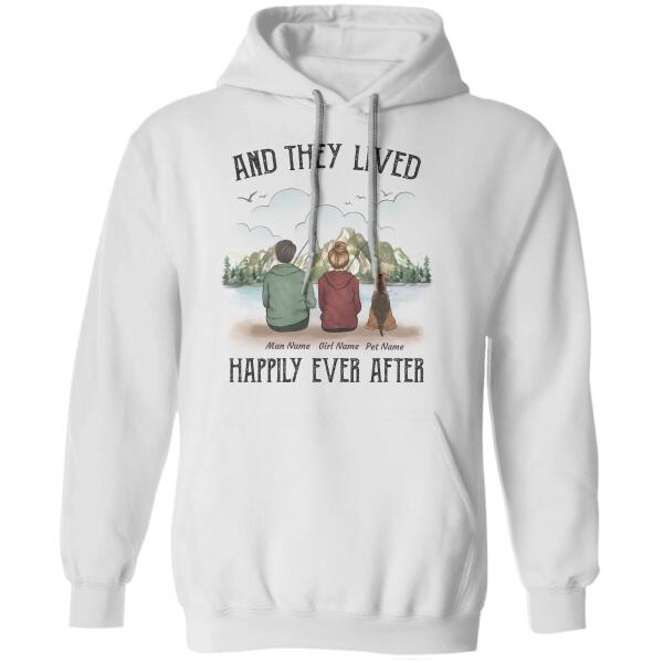 And they lived happily ever after the fishing couple, dog, cat personalized T-Shirt TS-HR93