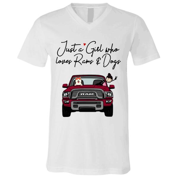 Just A Girl Who Loves Rams And Dogs/Cats girl, Ram, dog, cat personalized T-Shirt TS-HR128