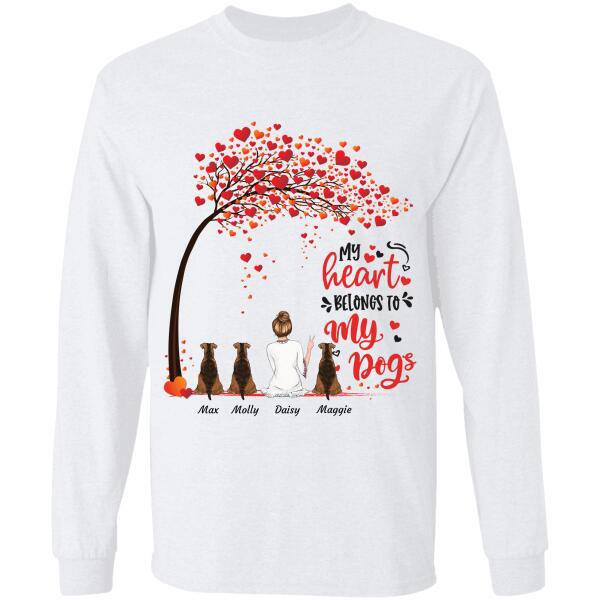 "My heart belongs to my dogs" girl and dog personalized T-Shirt