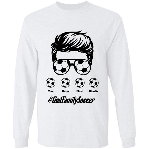 "God Family Soccer/Baseball" name personalized T-shirt