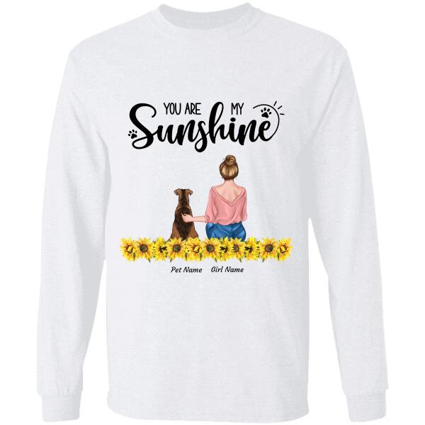 You Are My Sunshine Sunflower Hugging girl, dog, cat personalized T-Shirt TS-HR121A