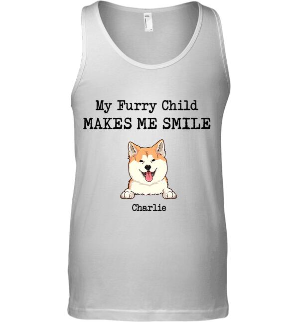 My furry child makes me smile dog, cat personalized T-Shirt TS-HR135