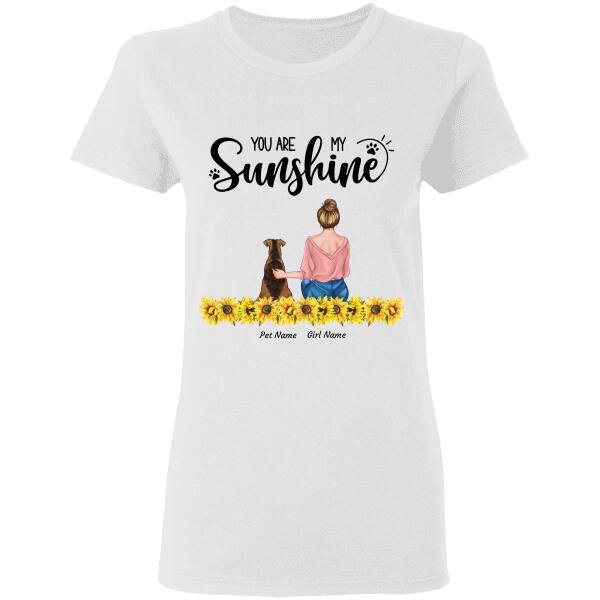 You Are My Sunshine Sunflower Hugging girl, dog, cat personalized T-Shirt TS-HR121A