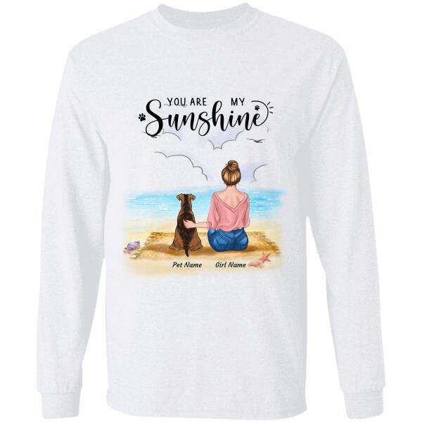 You Are My Sunshine On The Beach hugging girl, dog, cat personalized T-Shirt TS-HR119