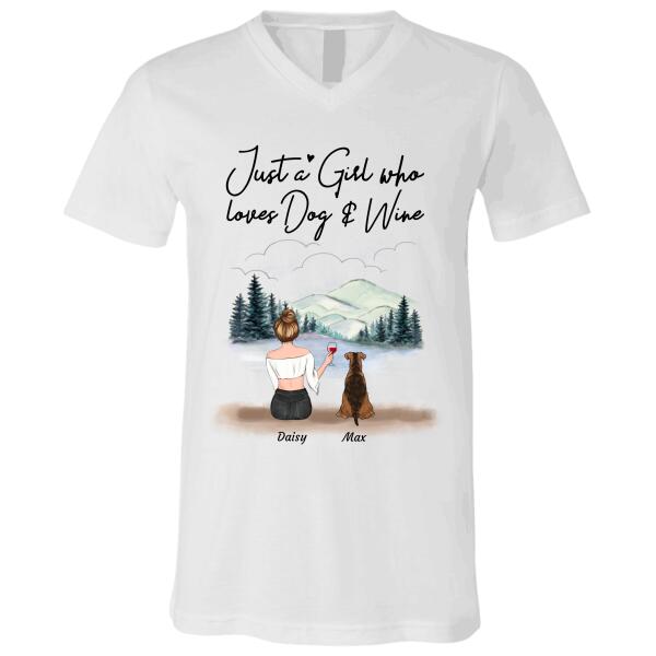 Just a girl who loves dogs/cats and wine girl, dog and cat personalized T-Shirt TS-HR94