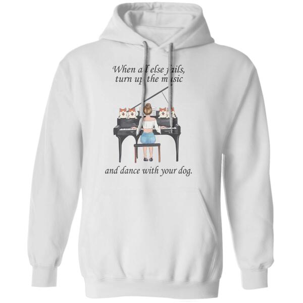 "Play The Piano And Dance With Dog" girl and dog personalized T-Shirt