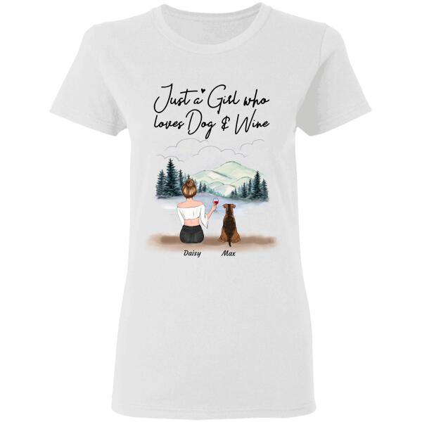 Just a girl who loves dogs/cats and wine girl, dog and cat personalized T-Shirt TS-HR94