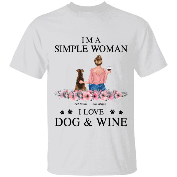 Simple Woman Loves Dogs and Wine girl, dog personalized T-Shirt TS-HR117