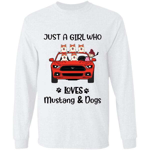 "Just A Girl Loves Mustang & Dogs" girl and dog personalized T-Shirt