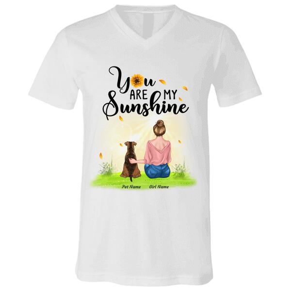 You Are My Sunshine Sunrise Hugging girl, dog, cat personalized T-Shirt TS-HR121B