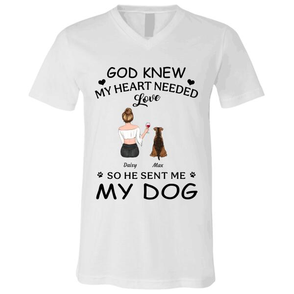 God Knew My Heart Needed Love - Girl, Dog & Cat Personalized T-Shirt TS-TU139