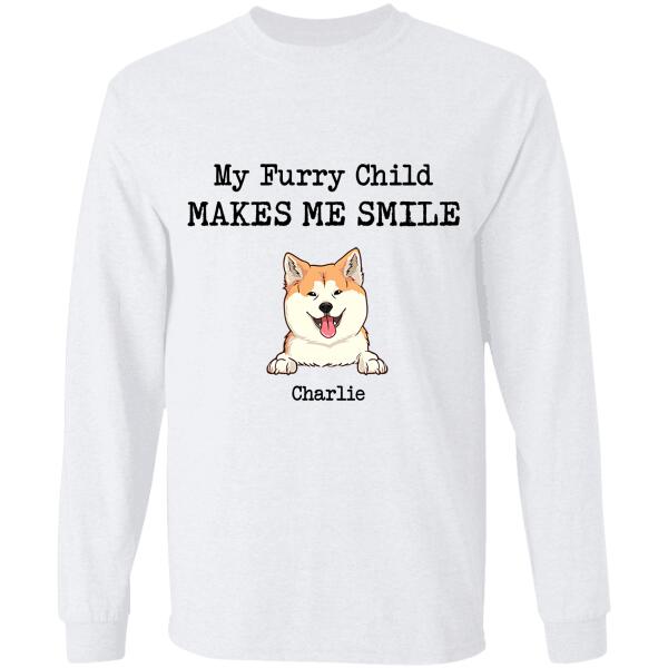 My furry child makes me smile dog, cat personalized T-Shirt TS-HR135