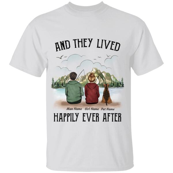 And they lived happily ever after the fishing couple, dog, cat personalized T-Shirt TS-HR93