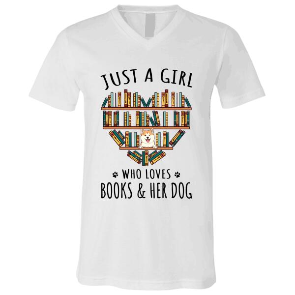 Just a girl who loves books and dogs - dog, cat personalized T-Shirt TS-GH163