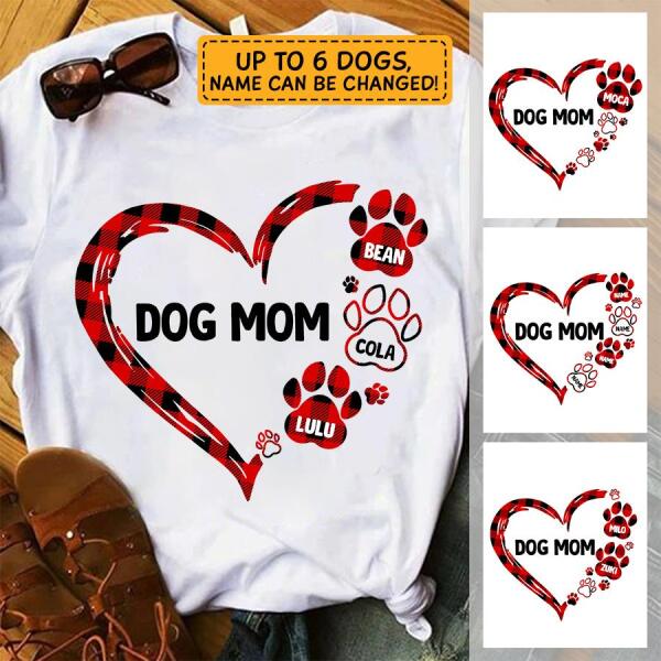 Dog Mom heart shape name personalized Dog T-Shirt TS-HR146B