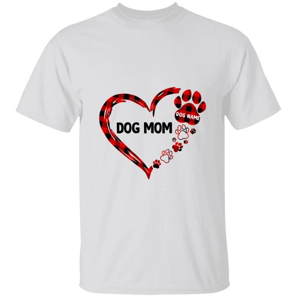 Dog Mom heart shape name personalized Dog T-Shirt TS-HR146B