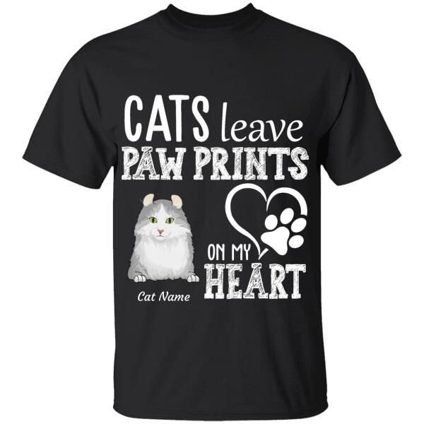 Cats leave paw prints on my heart personalized cat T-Shirt