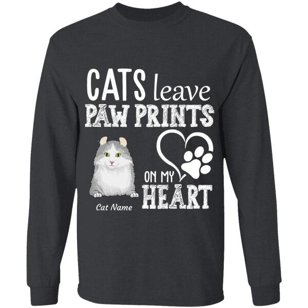 Cats leave paw prints on my heart personalized cat T-Shirt