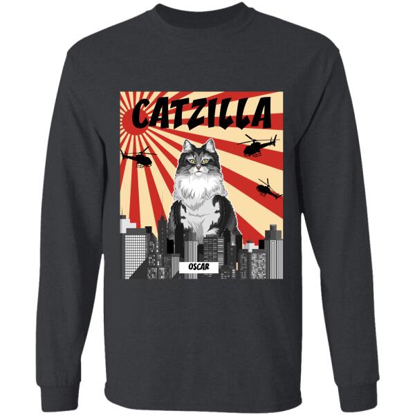 Catzilla sunrise background personalized cat T-Shirt