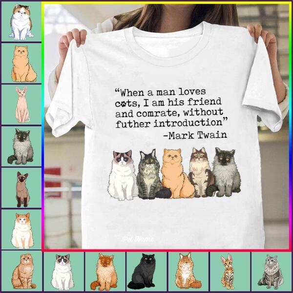 When a man loves cats personalized cat T-Shirt