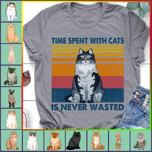 Time spent with cats is never wasted personalized cat T-Shirt