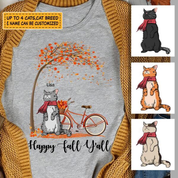 Happy Fall Y'all personalized Cat Fall T-Shirt TS-GH179