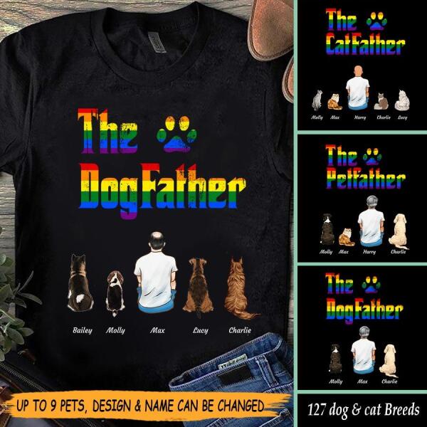 "The Dog Father" LGBT man and dog, cat personalized T-shirt