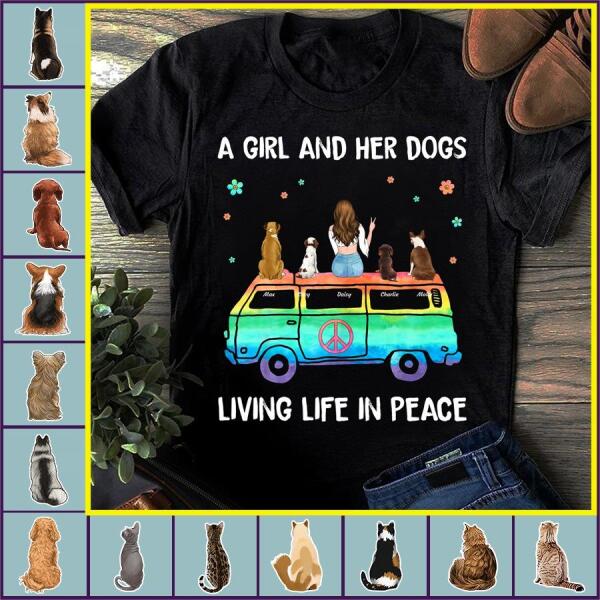 a girl and her dog living life in peace t shirt