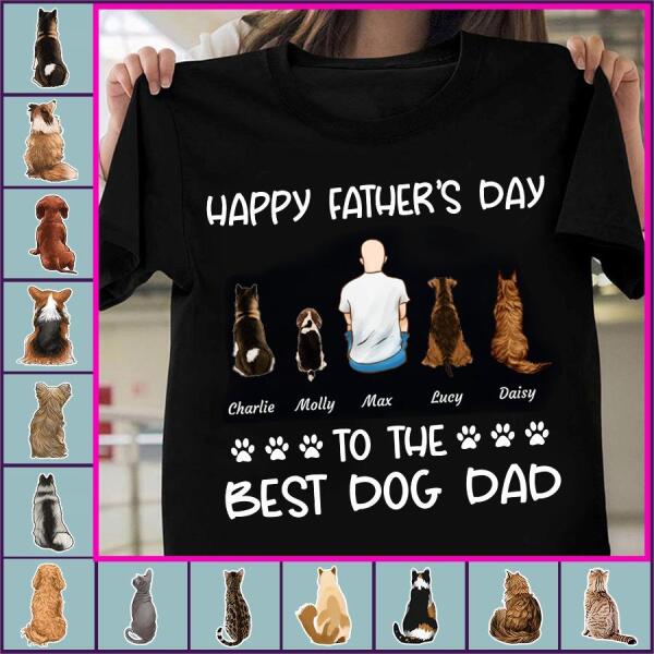 "Happy Father's Day To The Best Dog/Cat Dad" man and dog,cat personalized T-shirt