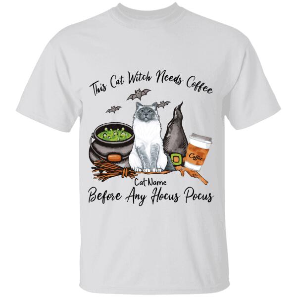 Cat Witch Needs Coffee Before Any Hocus Pocus personalized T-Shirt TS-HR179