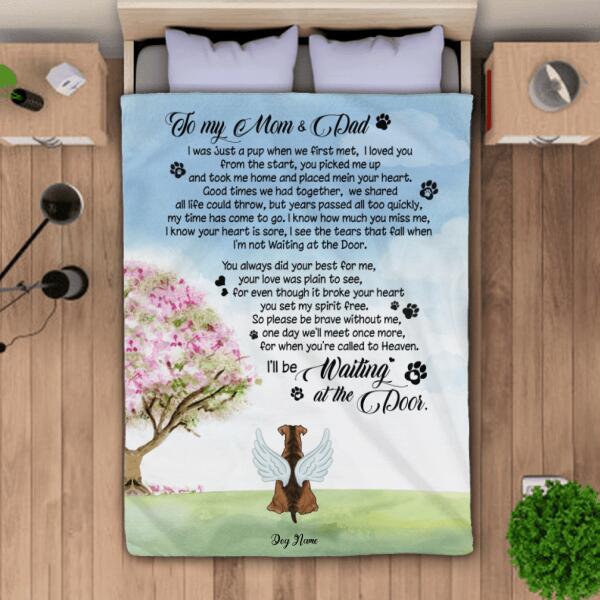 To my Mom and Dad Personalized Dog in Heaven Blanket BK-TU03