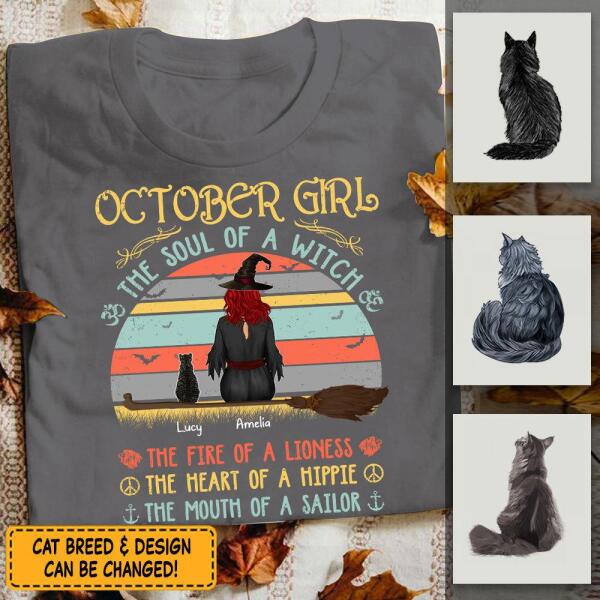 October Girl Halloween personalized Cat T-Shirt TS-GH187