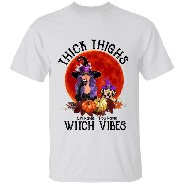 Thick Thighs Witch Vibes Spooky Dogmom personalized Dog T-Shirt TS-HR186