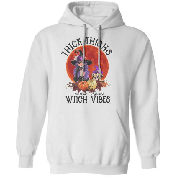 Thick Thighs Witch Vibes Spooky Dogmom personalized Dog T-Shirt TS-HR186