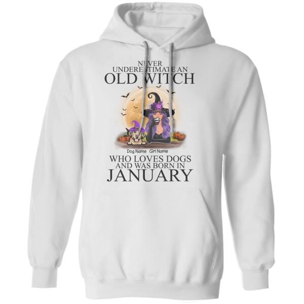 Never underestimate an old witch personalized Dog T-Shirt TS-TU217