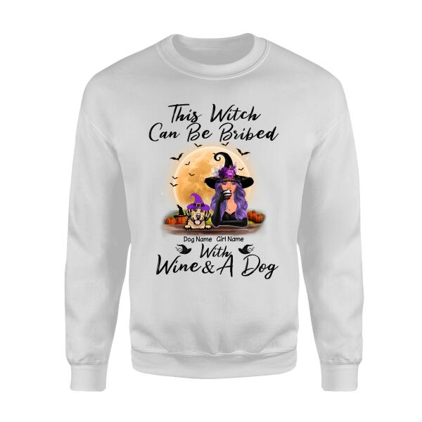 This witch can be bribed with wine & dogs Personalized Dog T-Shirt TS-TU220