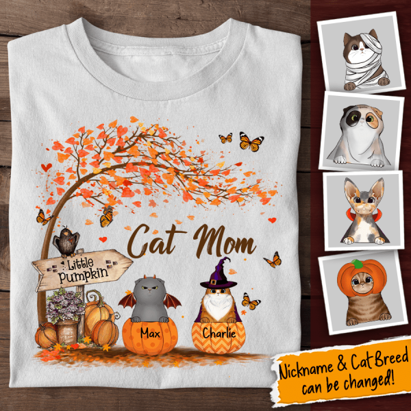 Autumn Cat Mom Personalized T-Shirt TS-TU224