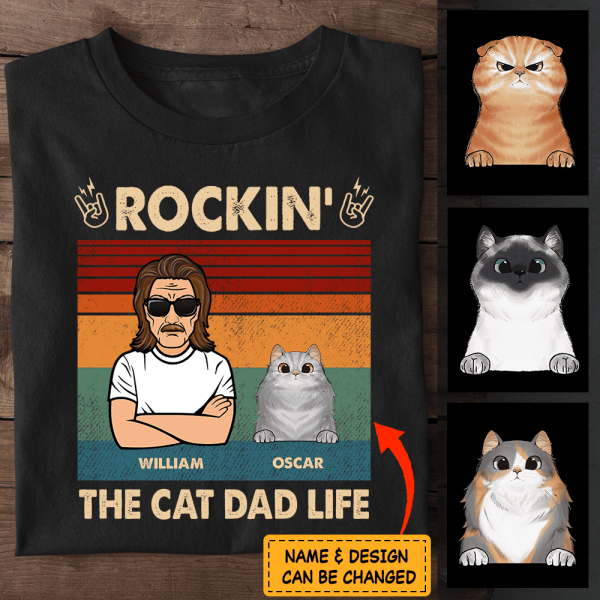 Rockin The Cat Dad Life Personalized Cat T-Shirt TS-TU228