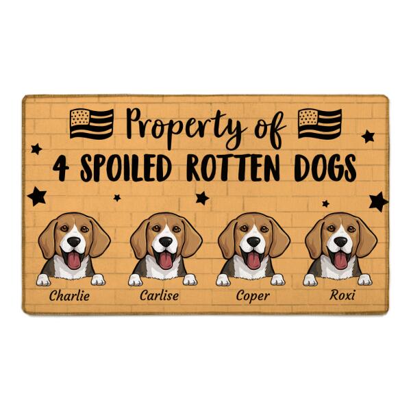 "Property Of 4/3/2 Spoiled Rotten Dogs" dog personalized doormat DM-GH01