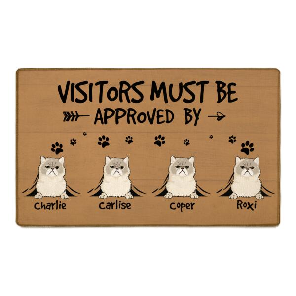 "Vistors must be approved by" cat personalized 30 x 18in doormat DMTU01