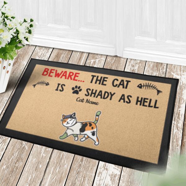 Beware Of Shady Cats Funny Personalized Doormat DM-HR08