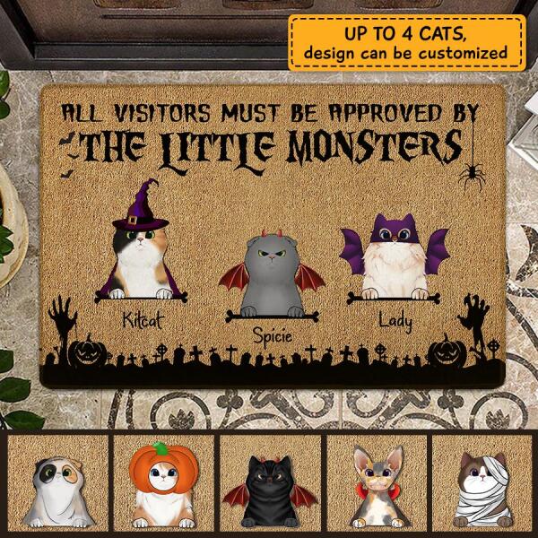 All Visitors Must Be Approved By The Little Monsters Personalized Cat Doormat DM-TU16