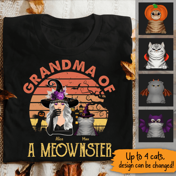 Grandma Of Meownsters Personalized Cat T-Shirt TS-HR204