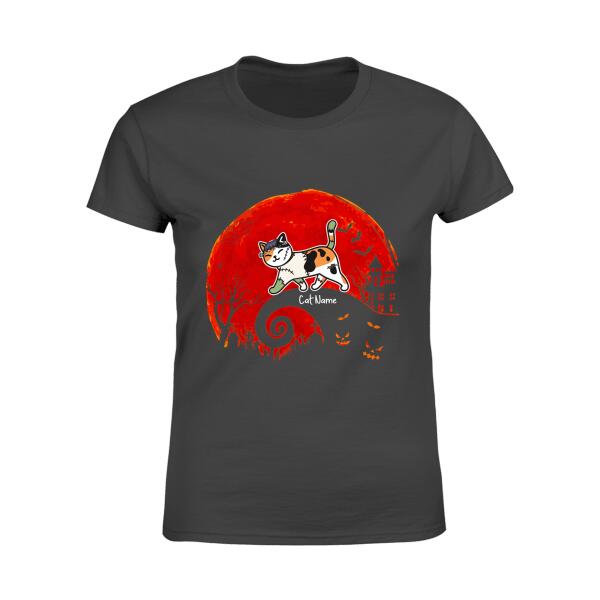 Spooky Cat And Halloween Moon Personalized T-Shirt TS-HR209