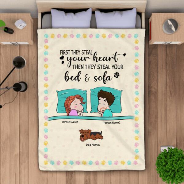 First they steal your heart Personalized Dog Blanket BK-GH03